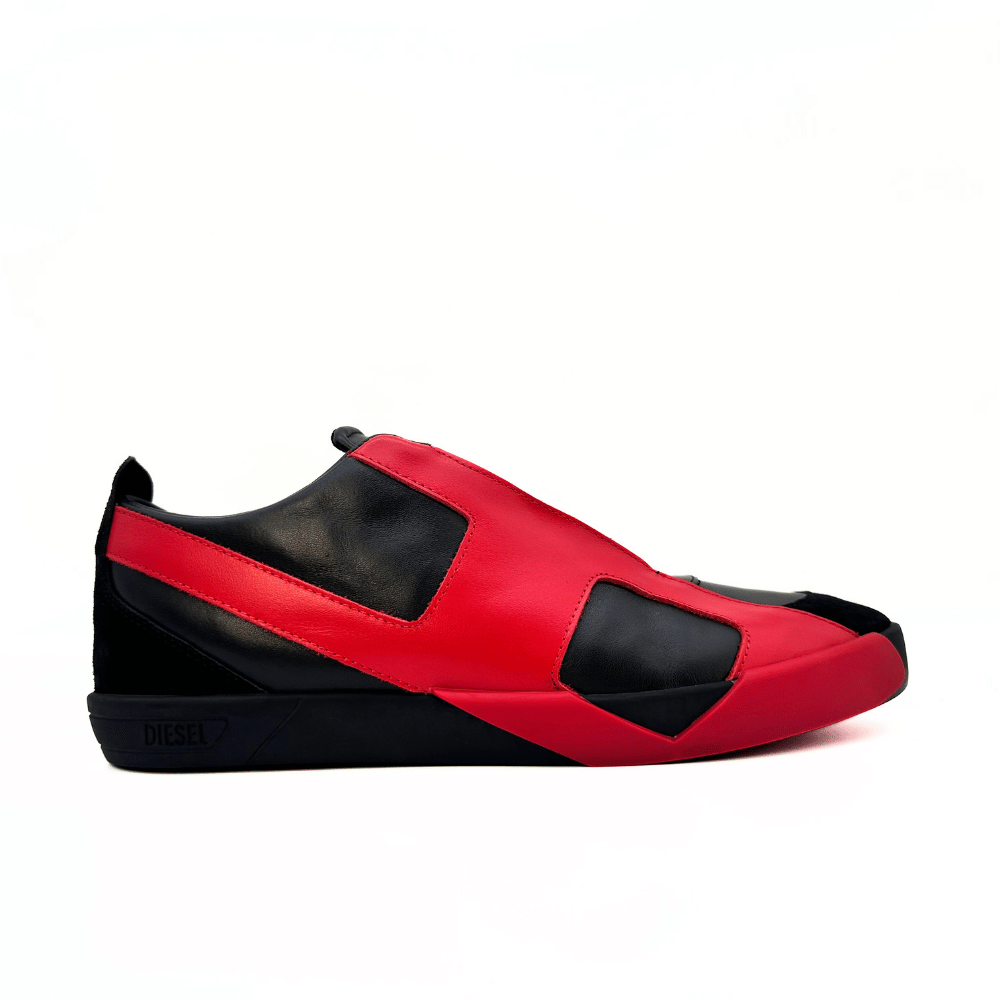 Diesel S-Slante-D black and red leather sneakers