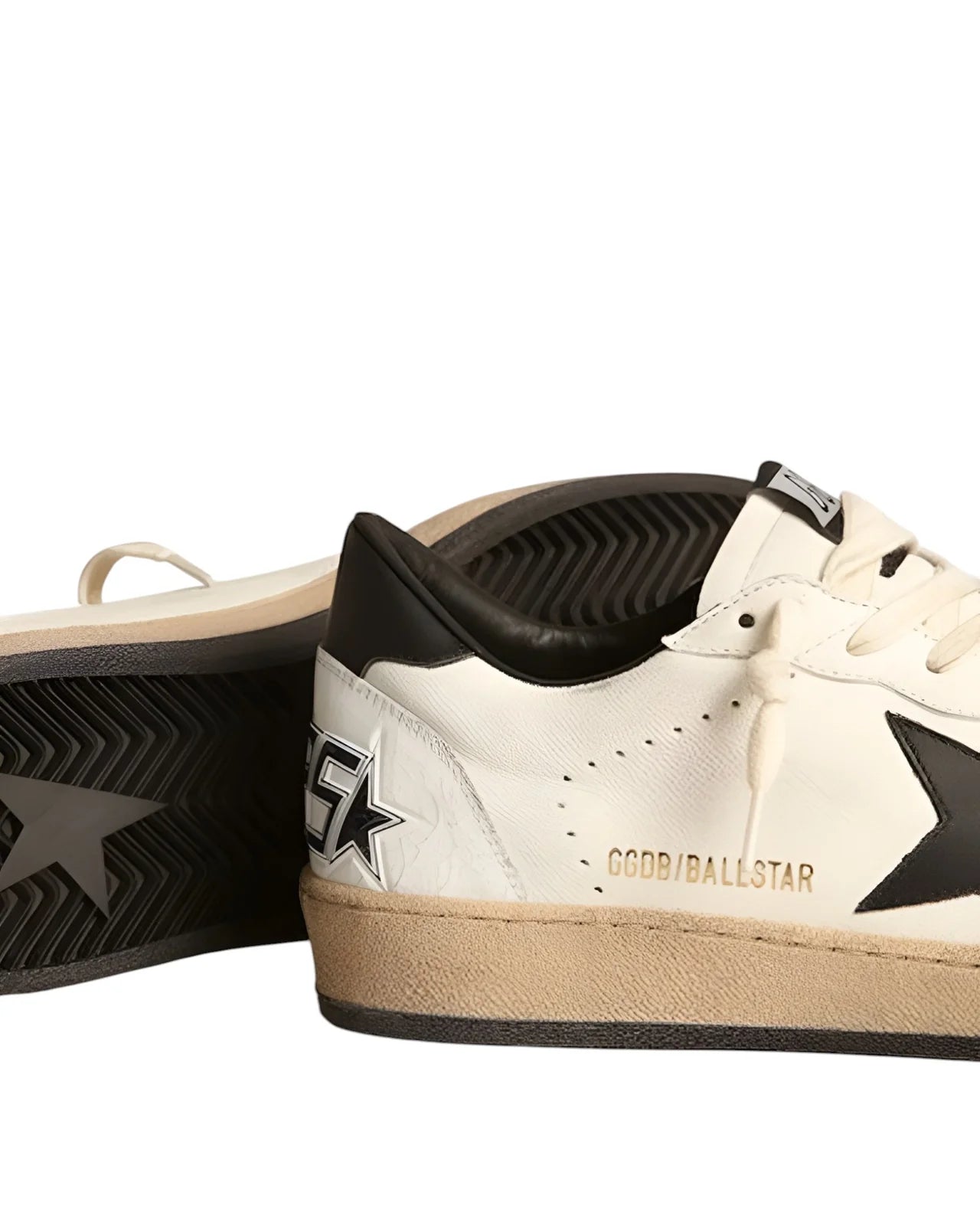 Golden Goose Ball Star White Nappa with Black Star