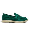 Loro Piana Summer Charms Walk women's green suede shoes