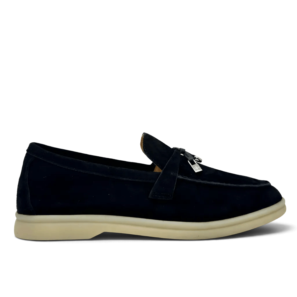 Loro Piana Summer Charms Walk women's black suede shoes