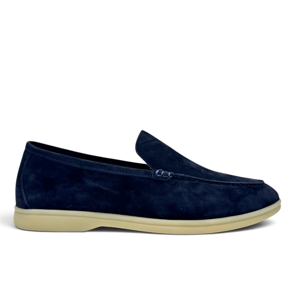 Loro Piana Summer Charms Walk men's dark blue suede shoes