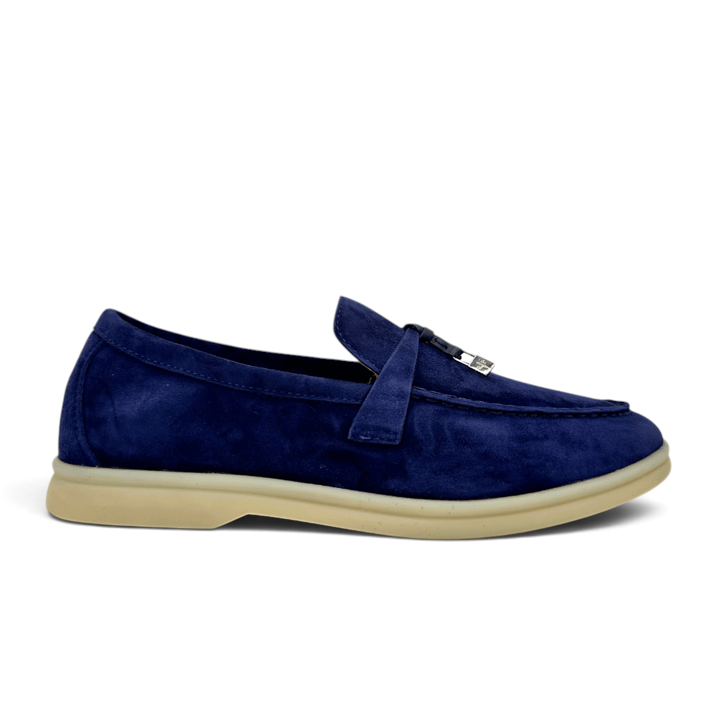 Loro Piana Summer Charms Walk women's dark blue suede shoes