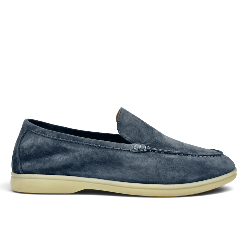 Loro Piana Summer Charms Walk men's lake blue suede shoes