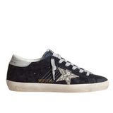 Golden Goose Super Star Blue With Silver Glitter Star