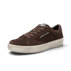 Bliss sneakers Crime London Deluxe brown suede low-top trainers with a distressed white rubber sole