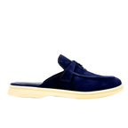Loro Piana summer slippers suede dark blue