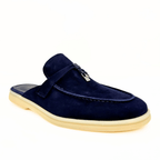 Loro Piana summer slippers suede dark blue