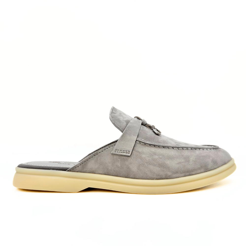 Loro Piana summer slippers suede gray