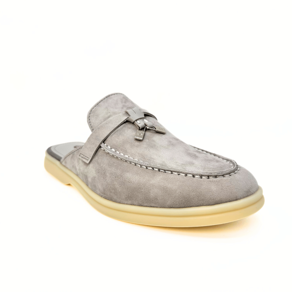 Loro Piana summer slippers suede gray