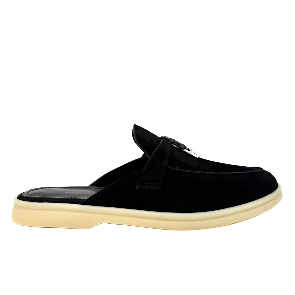 Loro Piana summer slippers suede black