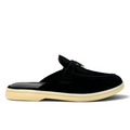 Loro Piana Summer Slippers women's black suede slippers
