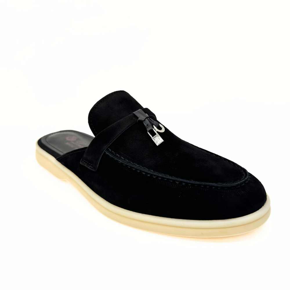 Loro Piana summer slippers suede black