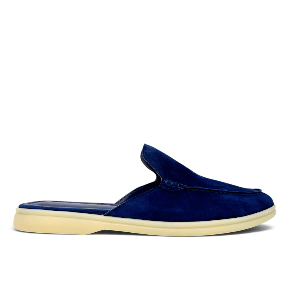 Loro Piana Summer Slippers men's taro blue suede slippers