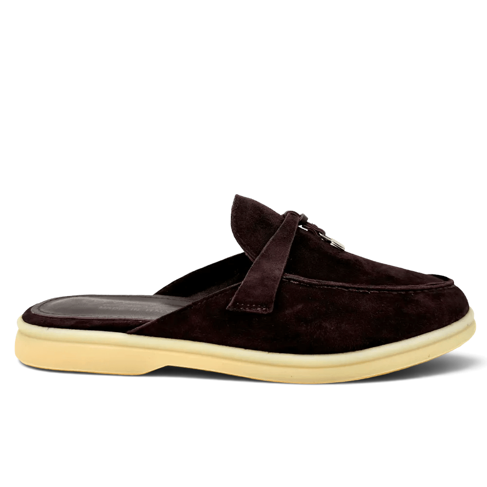 Loro Piana Summer Slippers women's coffee suede slippers