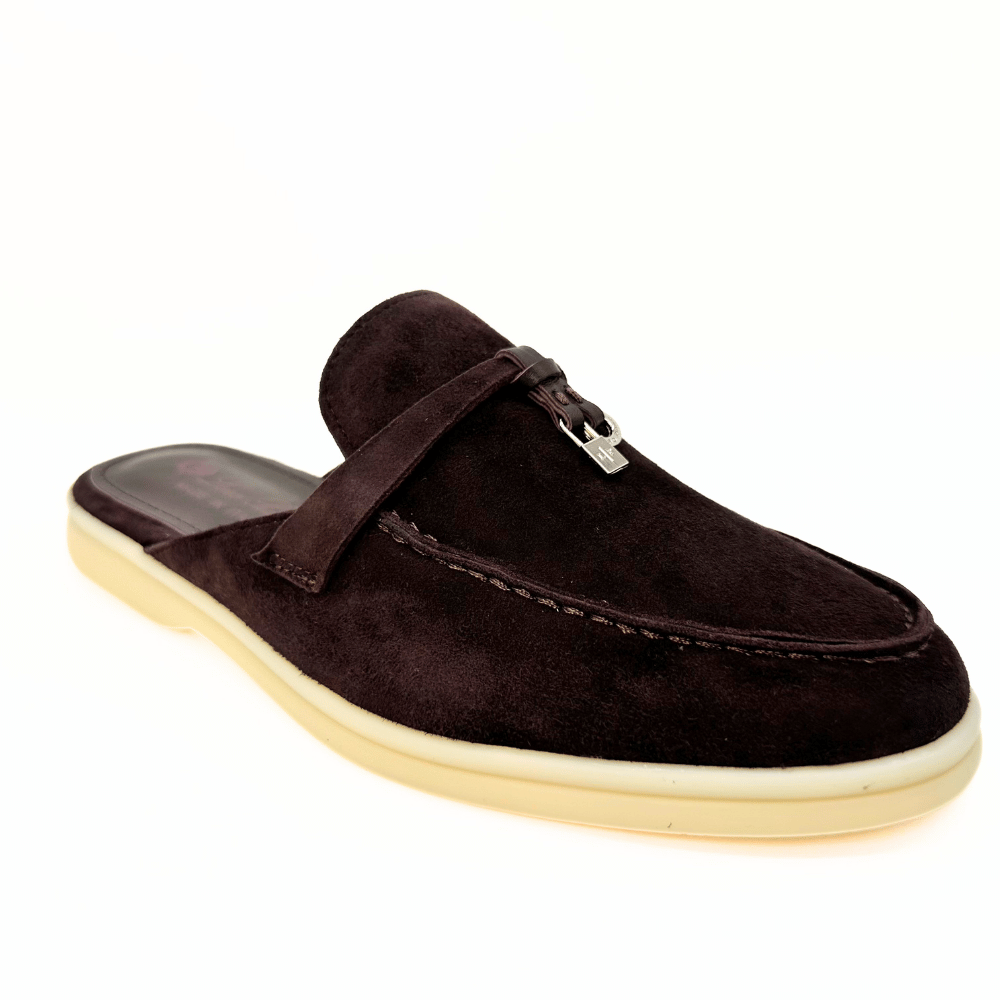 Loro Piana summer slippers suede coffee