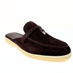 Loro Piana summer slippers suede coffee
