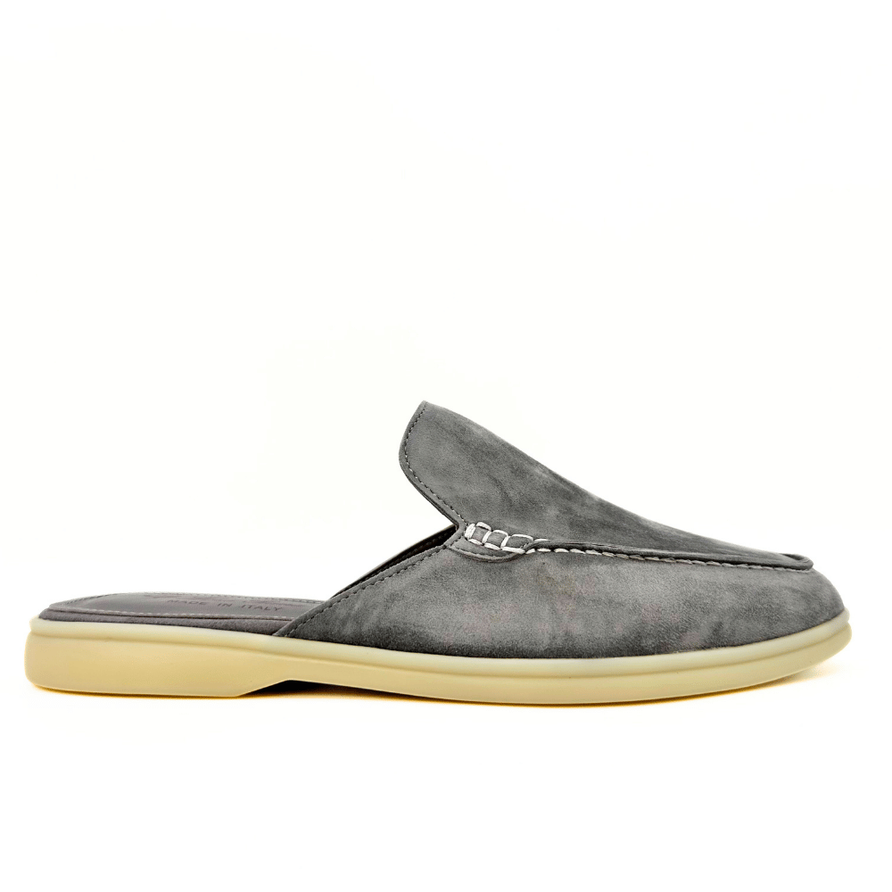 Loro Piana summer slippers suede gray