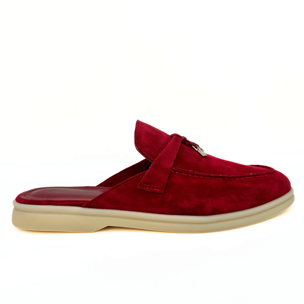 Loro Piana summer slippers suede red