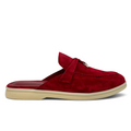 Loro Piana Summer Slippers women's red suede slippers