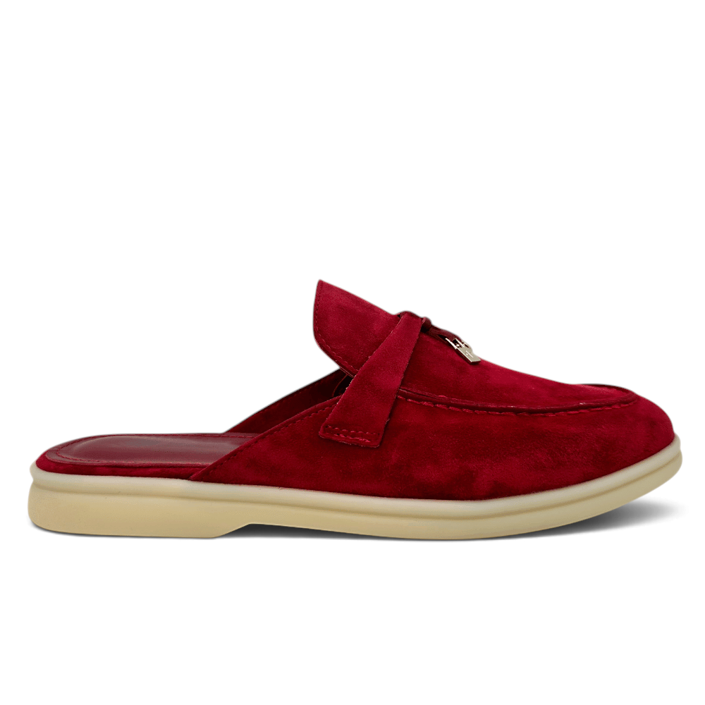 Loro Piana Summer Slippers women's red suede slippers