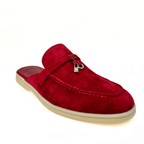 Loro Piana summer slippers suede red
