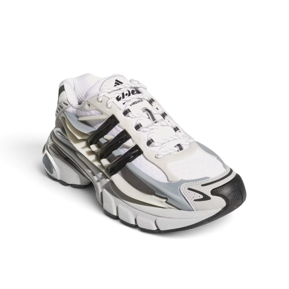 Bliss sneakers adidas Originals beyaz gri ve siyah renkli fütüristik tasarımlı nefes alabilir file spor ayakkabı
