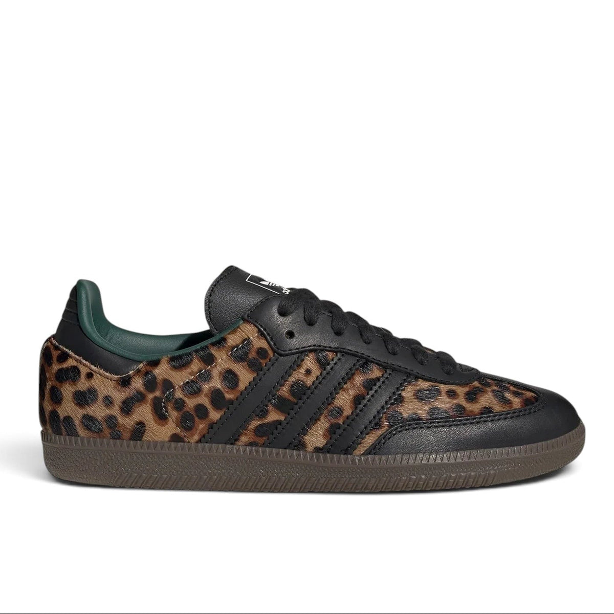 Bliss sneakers adidas Samba leopar desenli siyah deri ve tekstil günlük spor ayakkabı, yeşil iç astarlı
