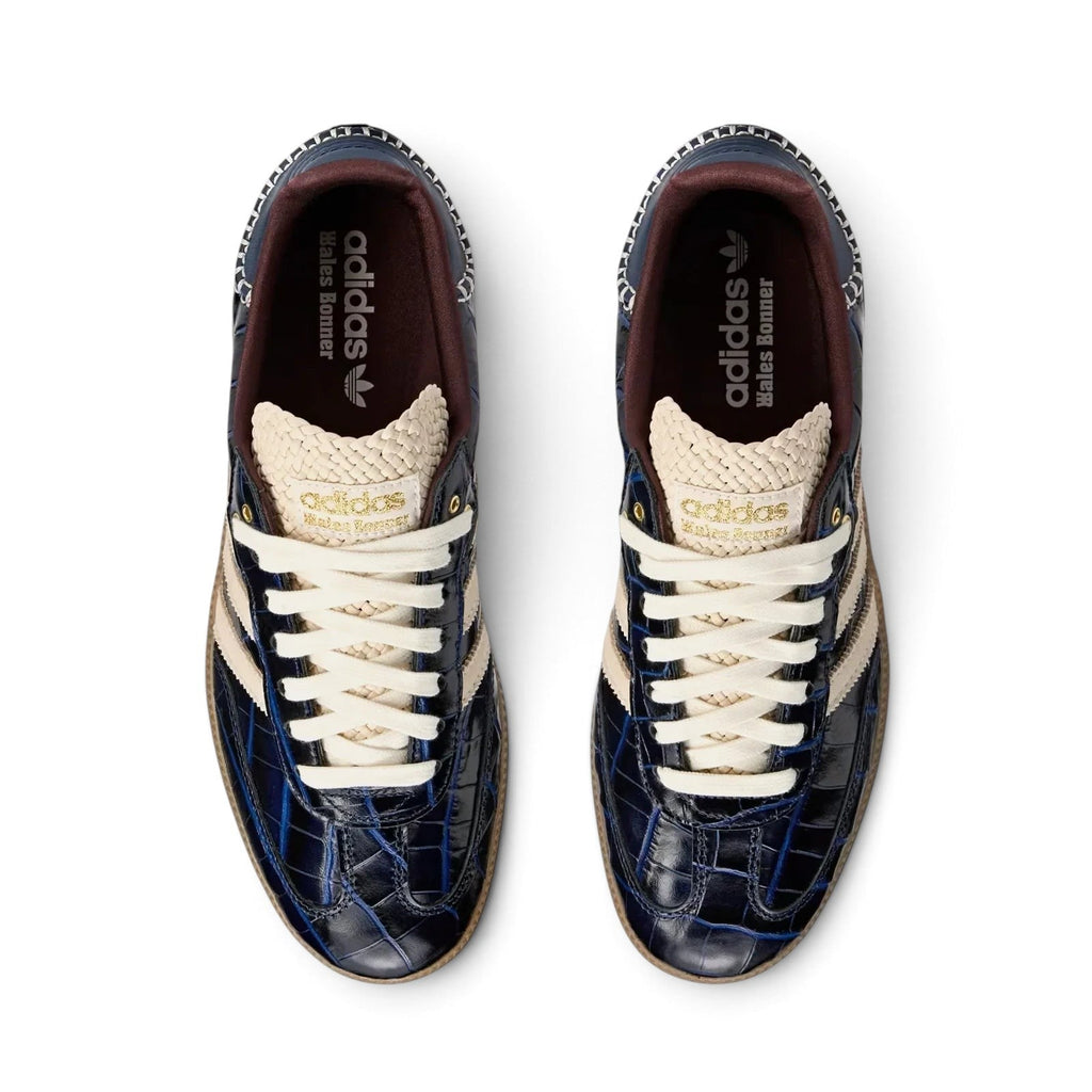 Bliss sneakers adidas Wales Bonner lacivert timsah derisi görünümlü dokuma dilli şık günlük spor ayakkabı