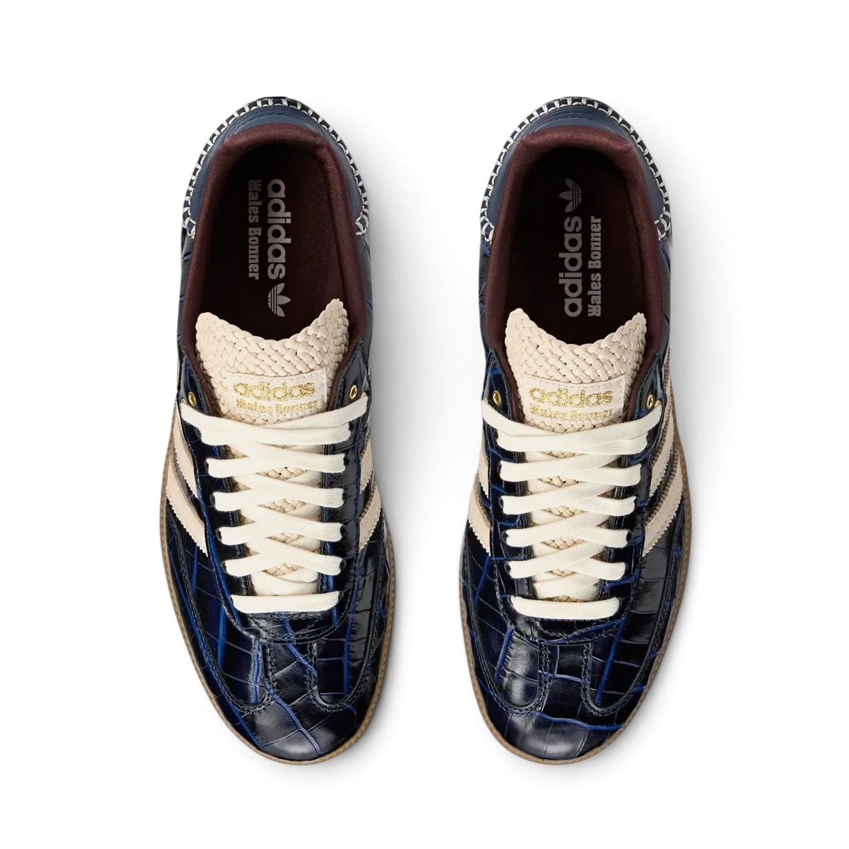 Bliss sneakers adidas Wales Bonner lacivert timsah derisi görünümlü dokuma dilli şık günlük spor ayakkabı