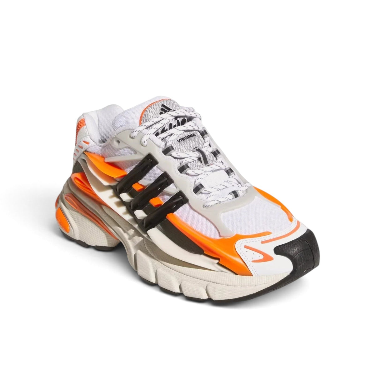 Bliss sneakers beyaz, turuncu ve siyah detaylı, nefes alabilen file yüzeyli fütüristik günlük spor ayakkabı
