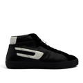 Bliss sneakers Diesel K868 siyah deri yüksek bilekli spor ayakkabı, yan tarafta beyaz logo detayı ile