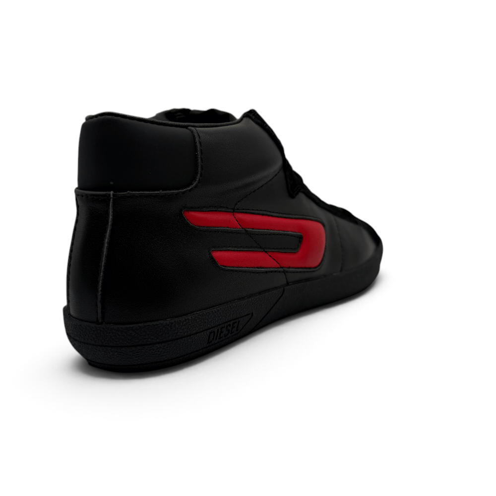 Bliss sneakers Diesel K868 siyah ve kırmızı deri yüksek bilekli spor ayakkabı, arka yan görünüm