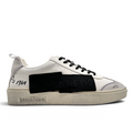 Bliss sneakers DSQUARED2 beyaz deri ve gri süet detaylı, siyah panelli, kauçuk tabanlı şık günlük spor ayakkabı