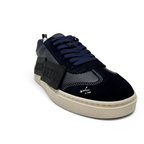 Bliss sneakers DSQUARED2 lacivert ve siyah deri süet detaylı grafik baskılı erkek günlük spor ayakkabı