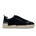 Bliss sneakers DSQUARED2 lacivert ve siyah deri süet detaylı, 1964 baskılı, kalın tabanlı erkek günlük spor ayakkabı