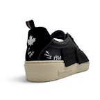 Bliss sneakers DSQUARED2 lacivert siyah deri süet detaylı grafik baskılı erkek spor ayakkabı topuk görünümü