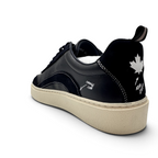 Bliss sneakers DSQUARED2 siyah deri ve süet detaylı, topukta akçaağaç yaprağı baskılı erkek günlük spor ayakkabı