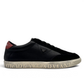 Bliss sneakers Emporio Armani siyah deri ve süet detaylı, topukta bordo dokunuşlu ve kabartmalı tabanlı erkek sneaker