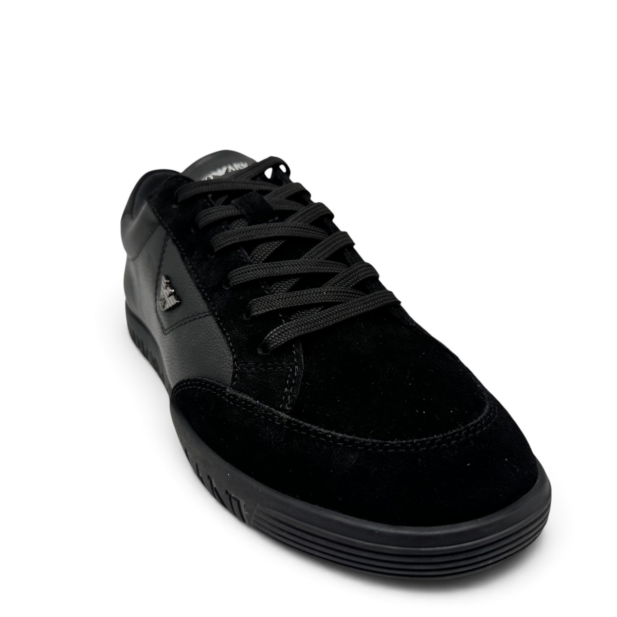 Bliss sneakers Emporio Armani siyah deri ve süet detaylı modern erkek günlük spor ayakkabı