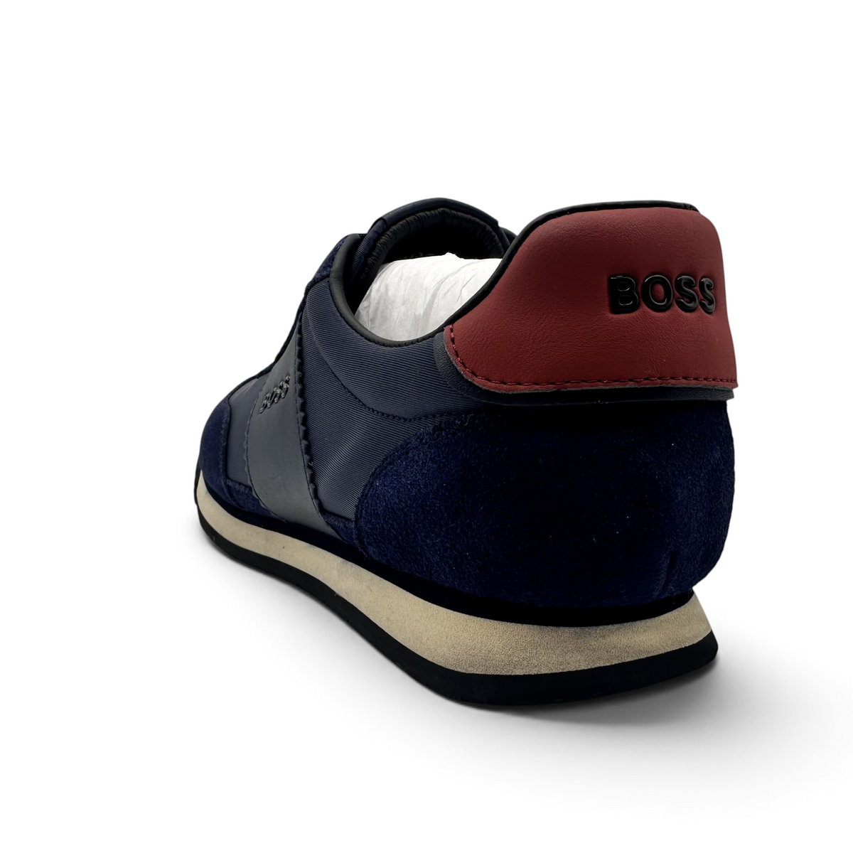 Bliss sneakers Hugo Boss blue suede and textile low-top sneakers with a red heel tab and BOSS branding
