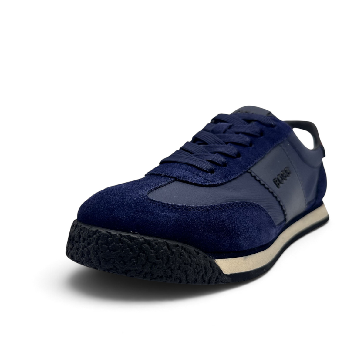 Bliss sneakers Hugo Boss blue suede sneakers with a textured black rubber sole and lace-up design