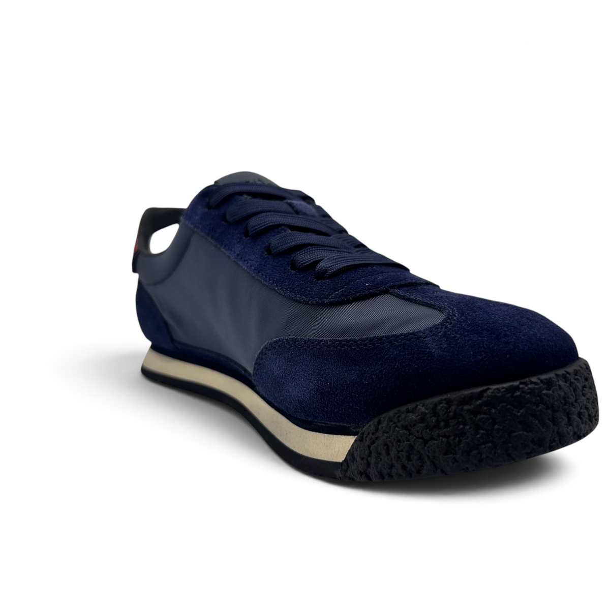 Bliss sneakers Hugo Boss blue suede and nylon low-top trainers with a textured black rubber sole