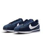 Bliss sneakers lacivert süet ve tekstil detaylı Nike Cortez klasik günlük spor ayakkabı, beyaz Swoosh logolu