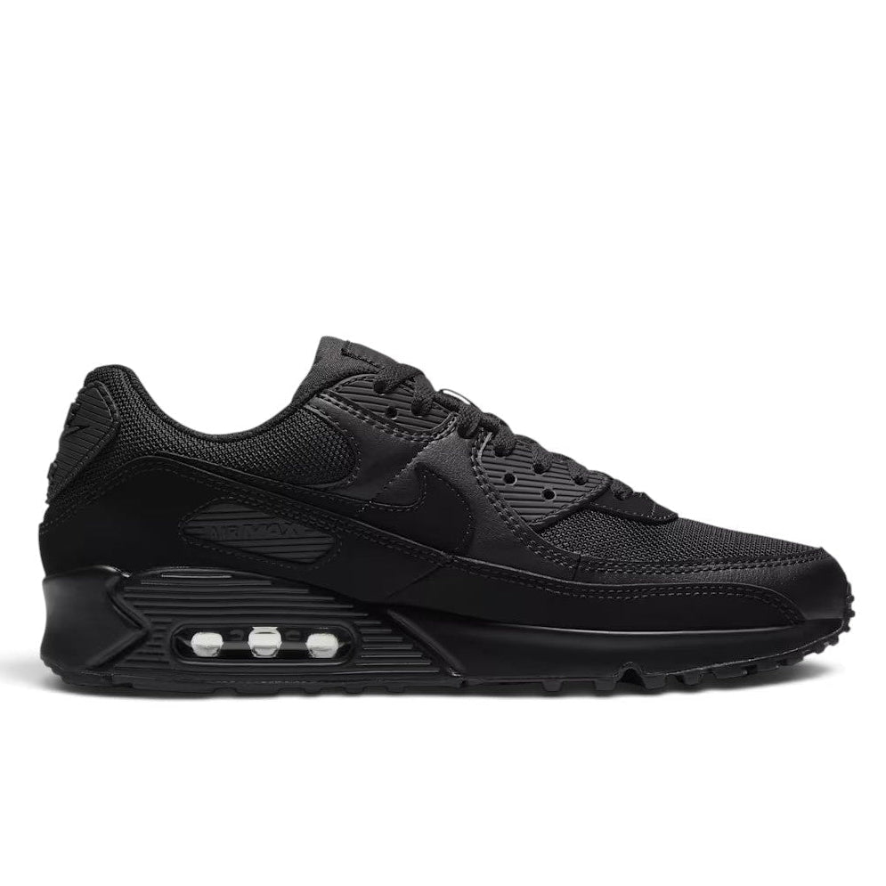 Bliss sneakers Nike Air Max 90 tamamen siyah file ve sentetik deri detaylı günlük spor ayakkabı