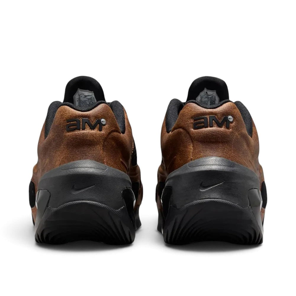 Bliss sneakers Nike Air Max kahverengi eskitilmiş deri ve siyah detaylı spor ayakkabı arka görünümü