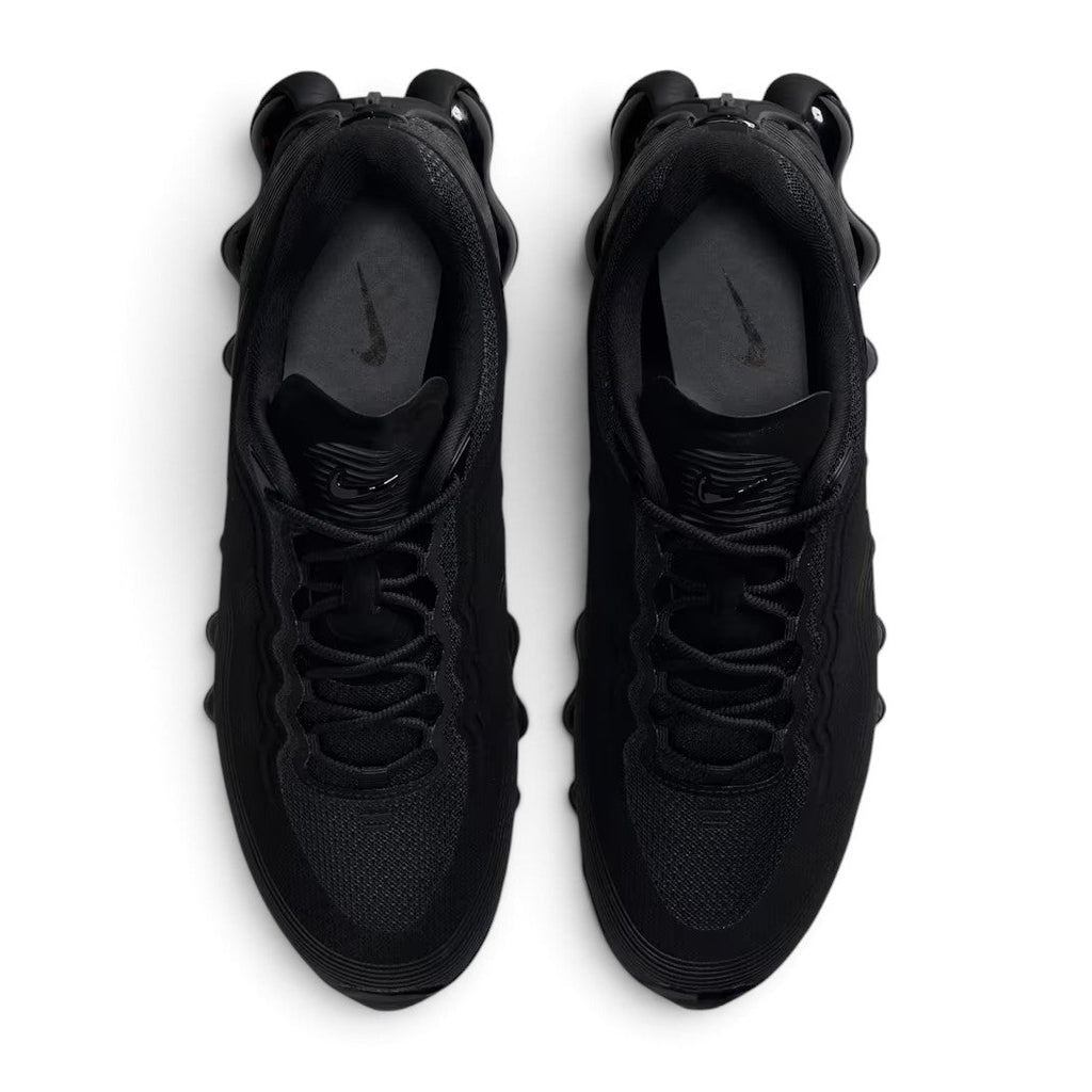Bliss sneakers Nike Air Max Modern tamamen siyah file yüzeyli, yastıklamalı tabana sahip şık spor ayakkabı üstten görünüm