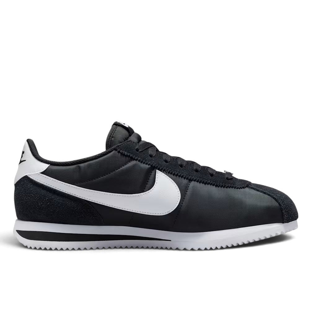 Bliss sneakers Nike Cortez siyah naylon ve süet detaylı beyaz Swoosh logolu retro günlük spor ayakkabı