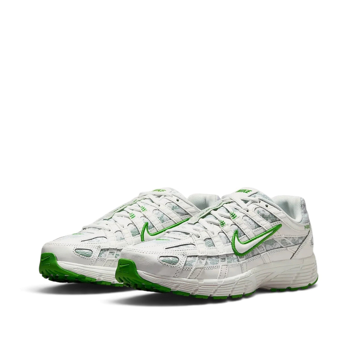 Bliss sneakers Nike P-6000 beyaz ve yeşil detaylı, nefes alabilen file ve deri yüzeyli günlük spor ayakkabı