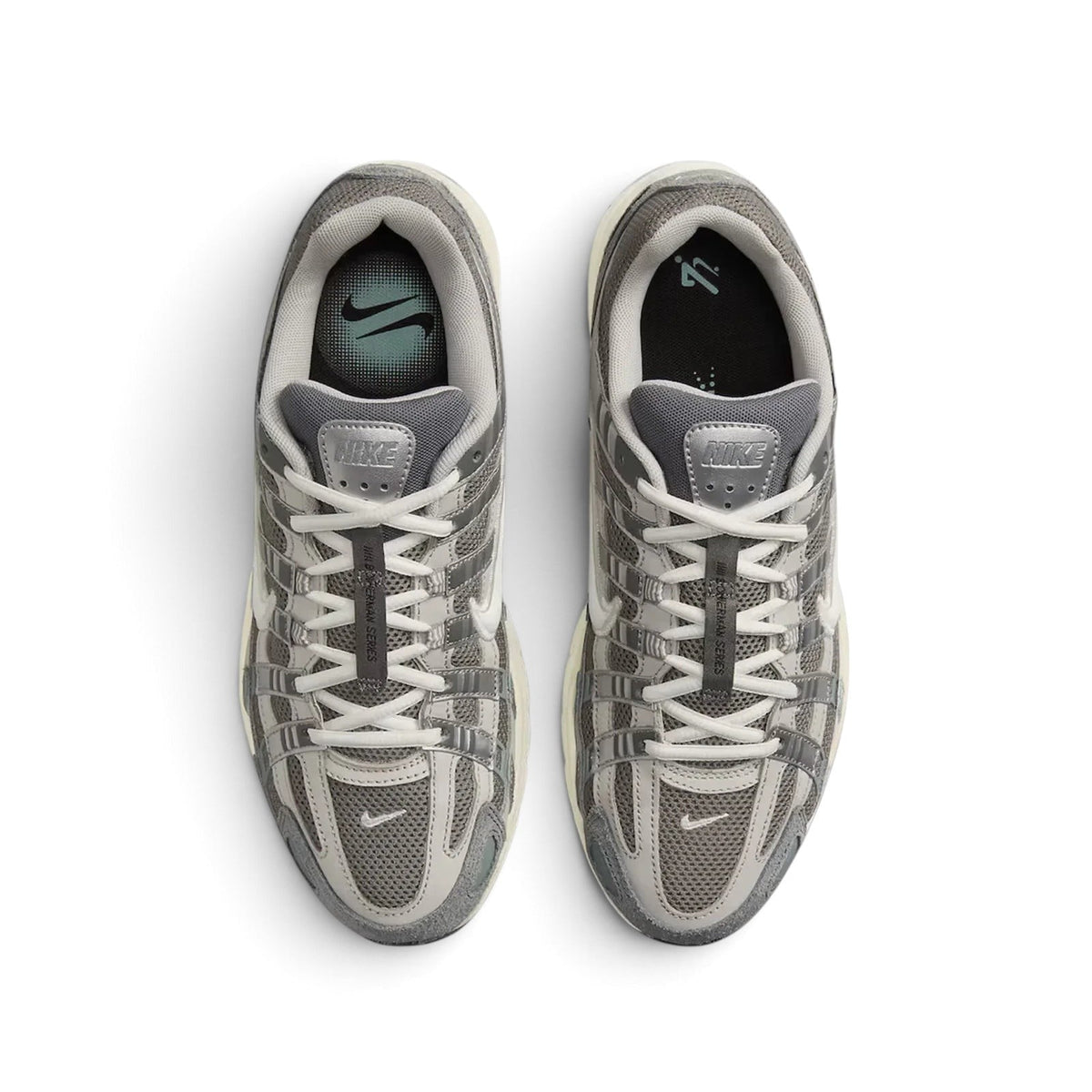 Bliss sneakers Nike P-6000 gri ve krem renkli, file ve süet detaylı retro koşu stili günlük spor ayakkabı