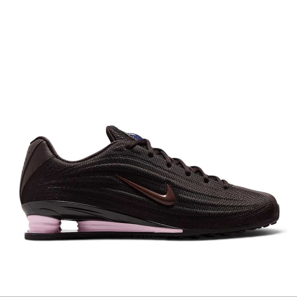 Bliss sneakers Nike Shox Ride 2 koyu kahve file ve sentetik deri spor ayakkabı, pembe topuk detaylı